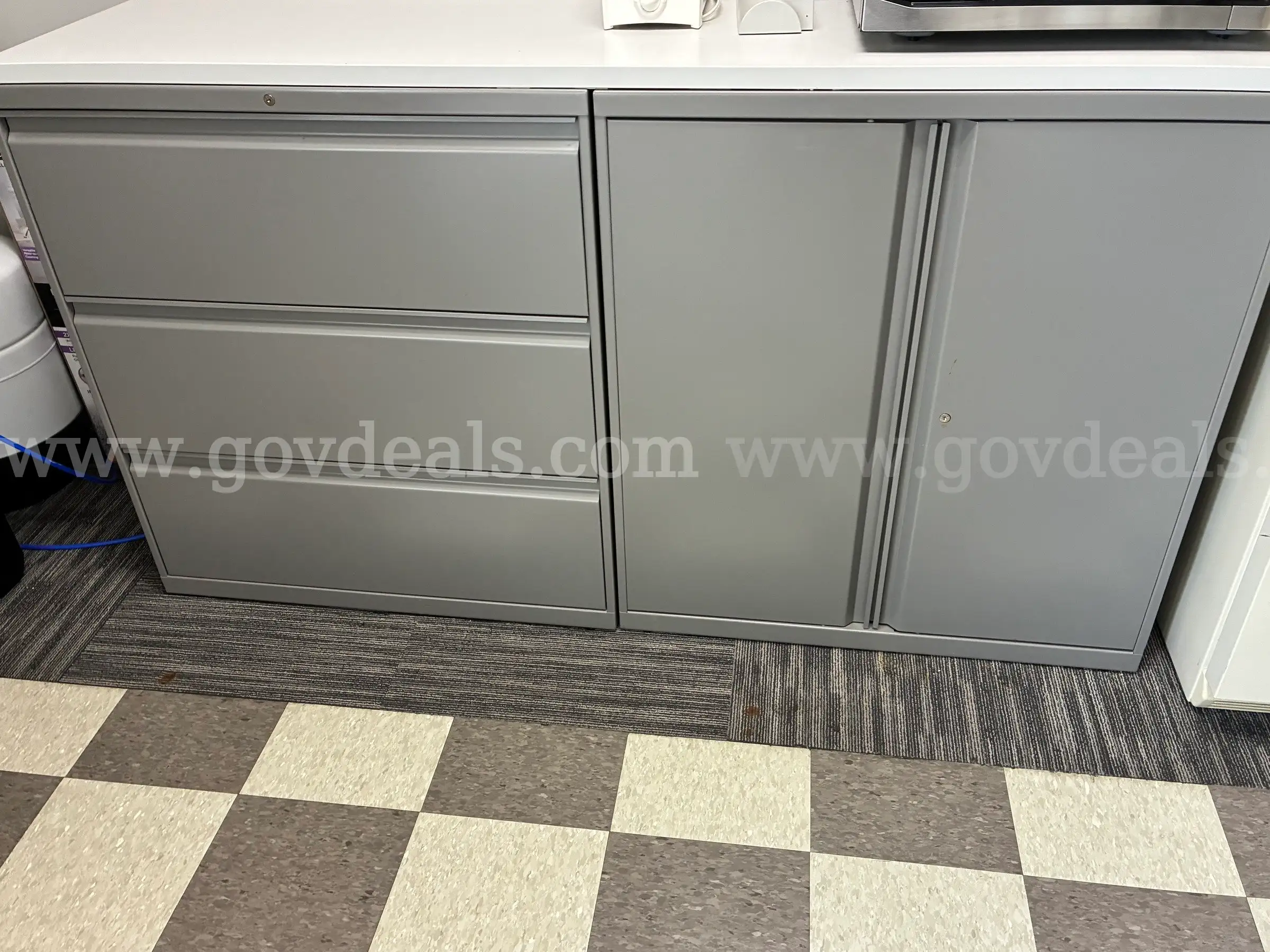 Office chairs tables filing cabinets refrigerator