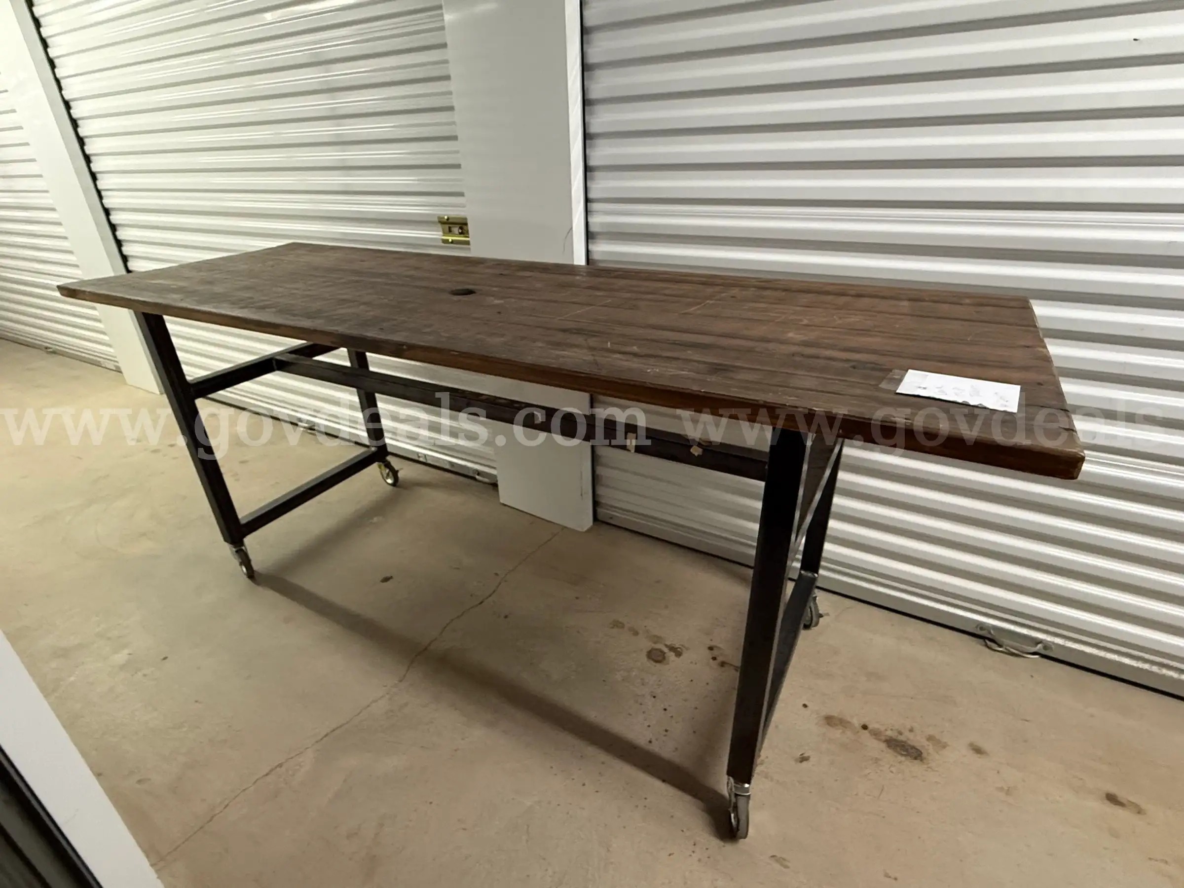 Mobile work table with wooden top