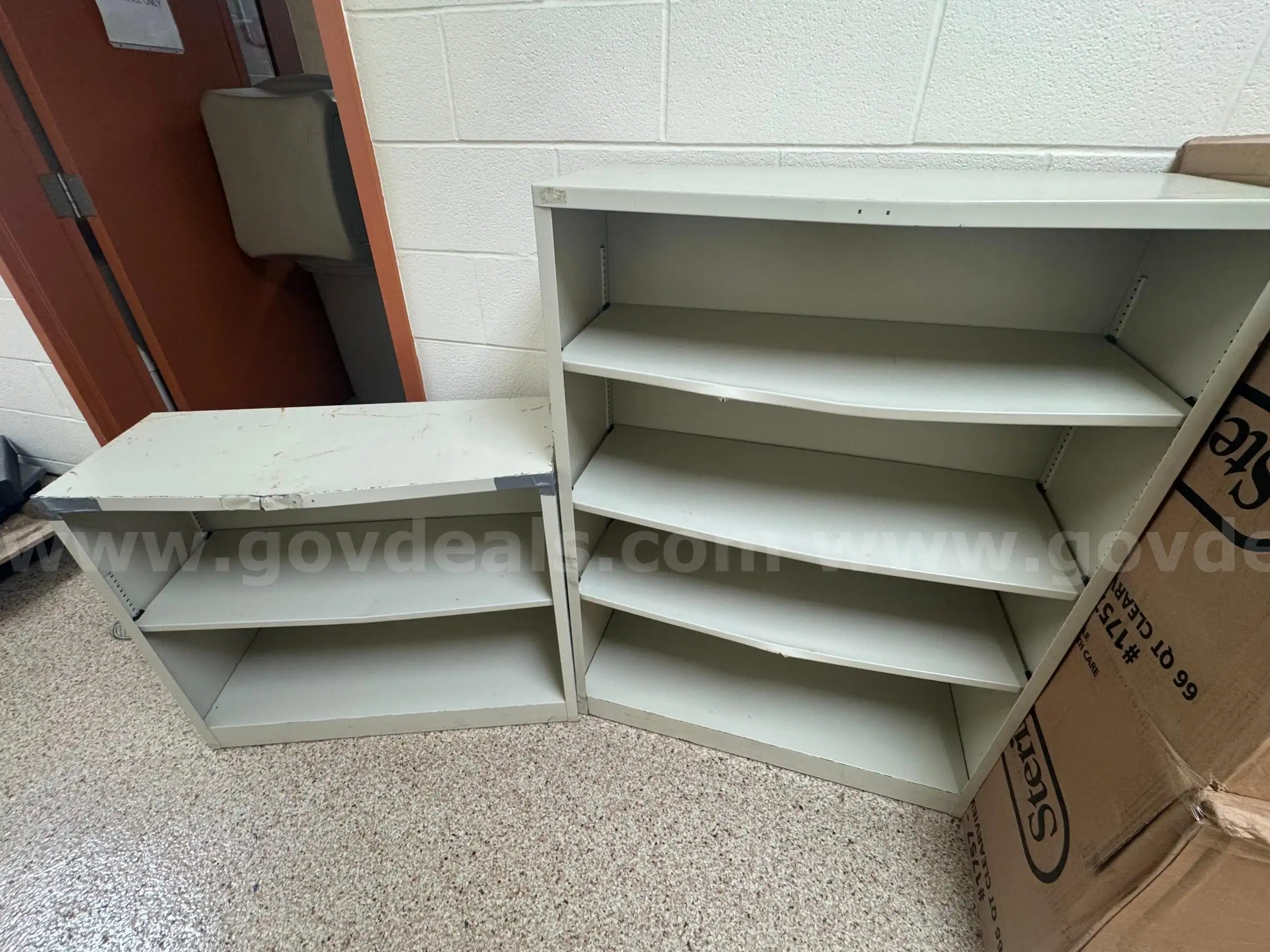 2 metal shelves