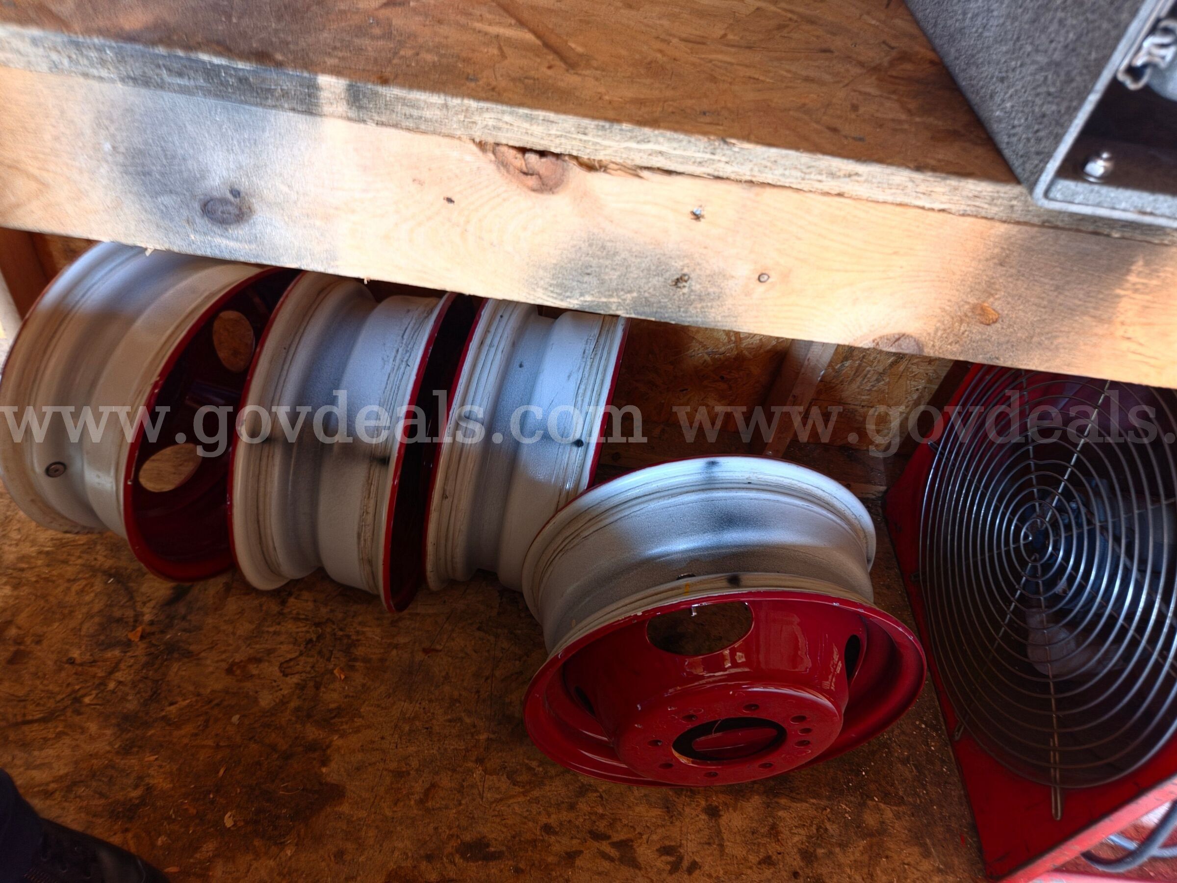 Lot of 4 Unused Heavy-Duty Steel Wheels Believed Ford Ambulance F-Series
