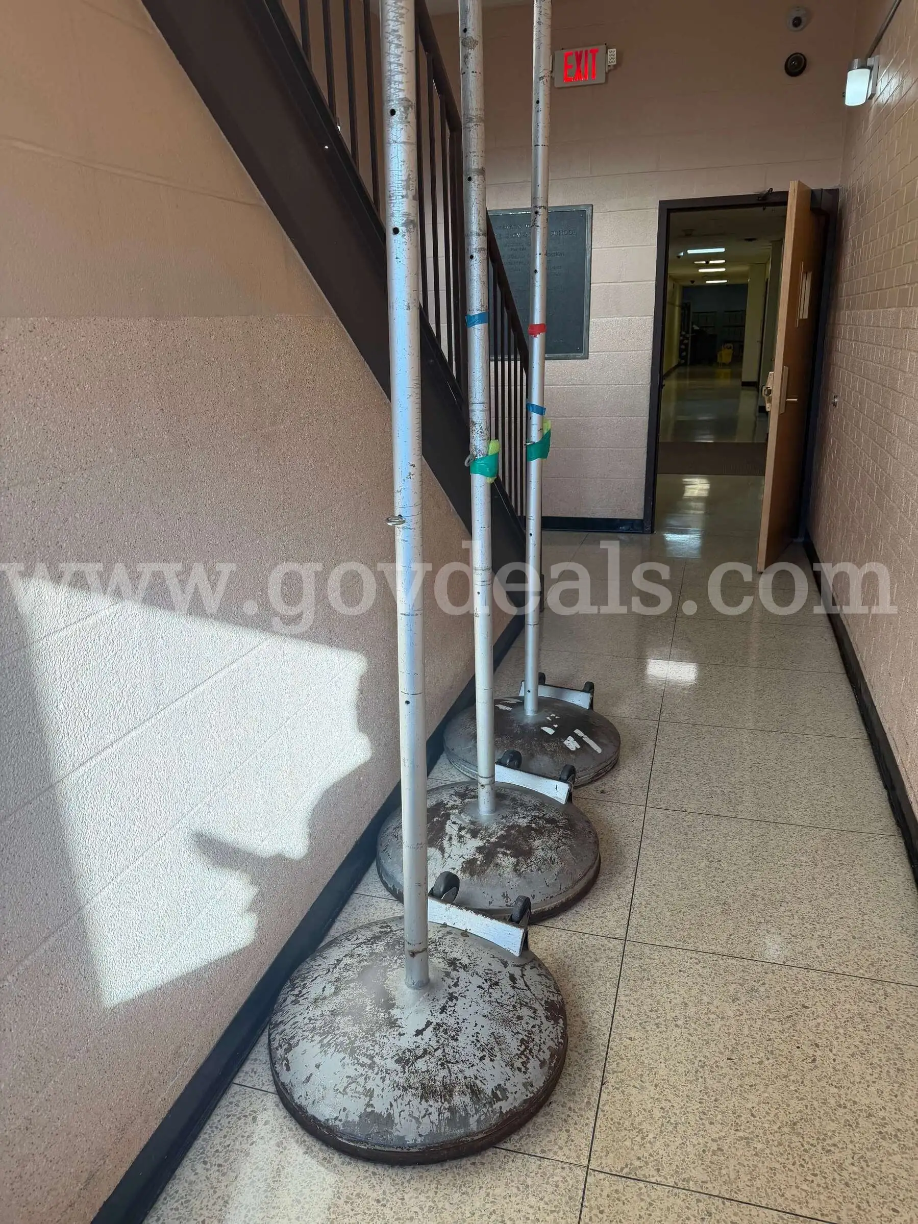 Lot of Three (3) Volleyball Standards (Poles) with Weighted Bases No Nets Included