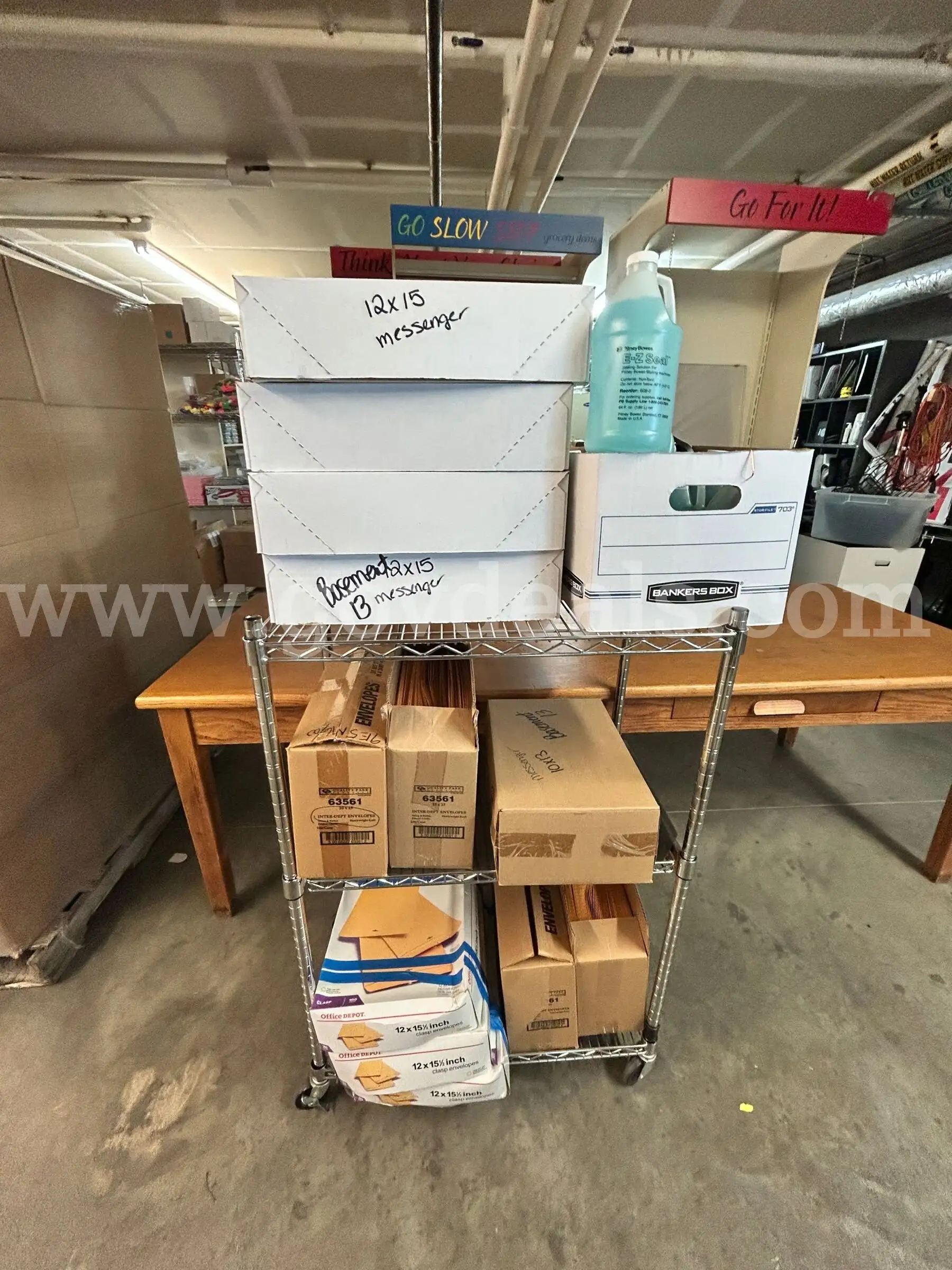 Quality Park and Office Depot Mailing Supplies with Pitney Bowes E-Z Seal ***WIRE CART NOT INCLUDED*