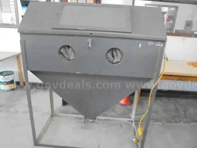 Lot of (1) Bead Blaster with Glass Viewing Windows and Bench Top.