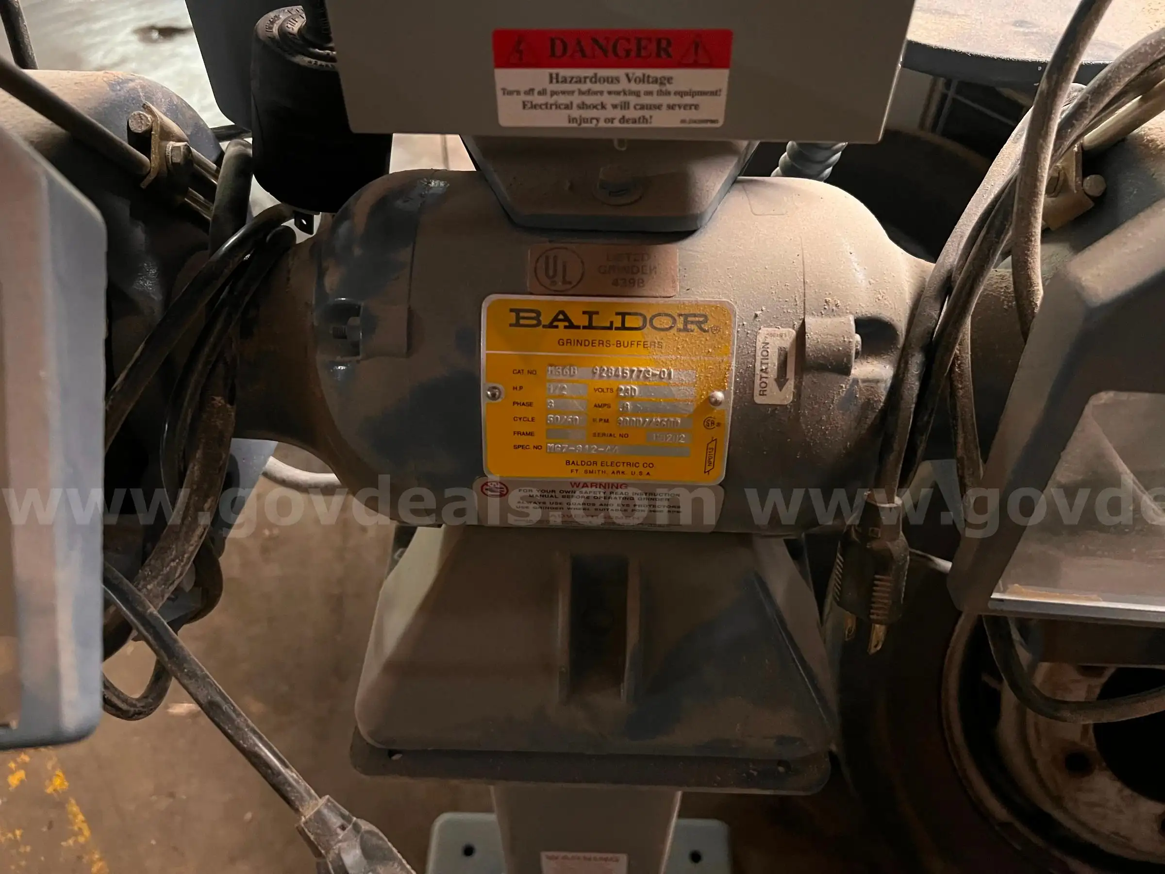 Baldor grinder with stand