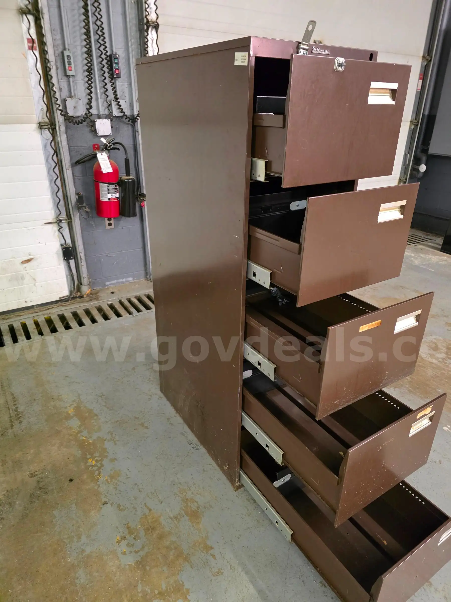 Brown - 5 Drawer Filing Cabinet