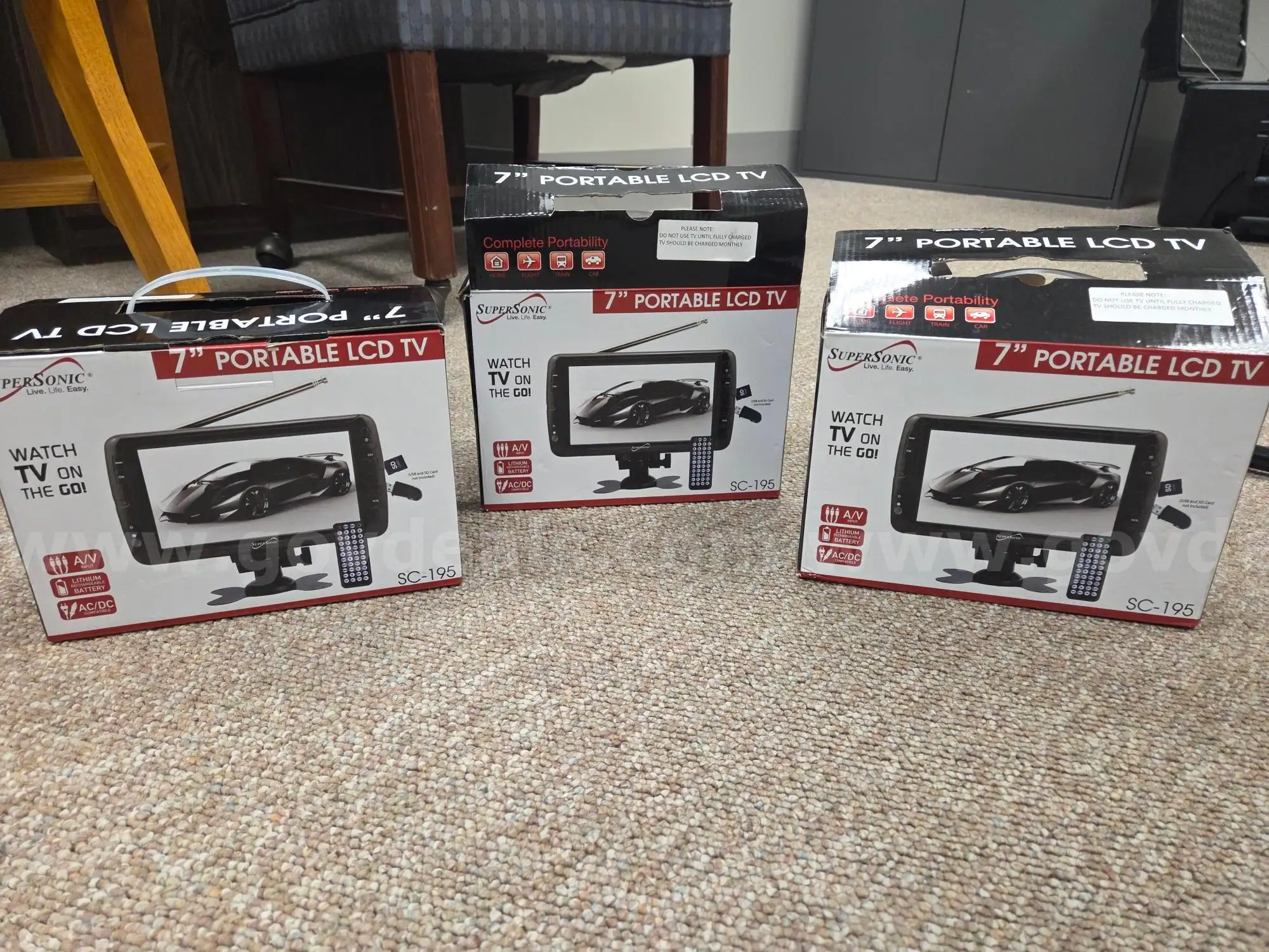 SuperSonic 7 Portable LCD TVs.