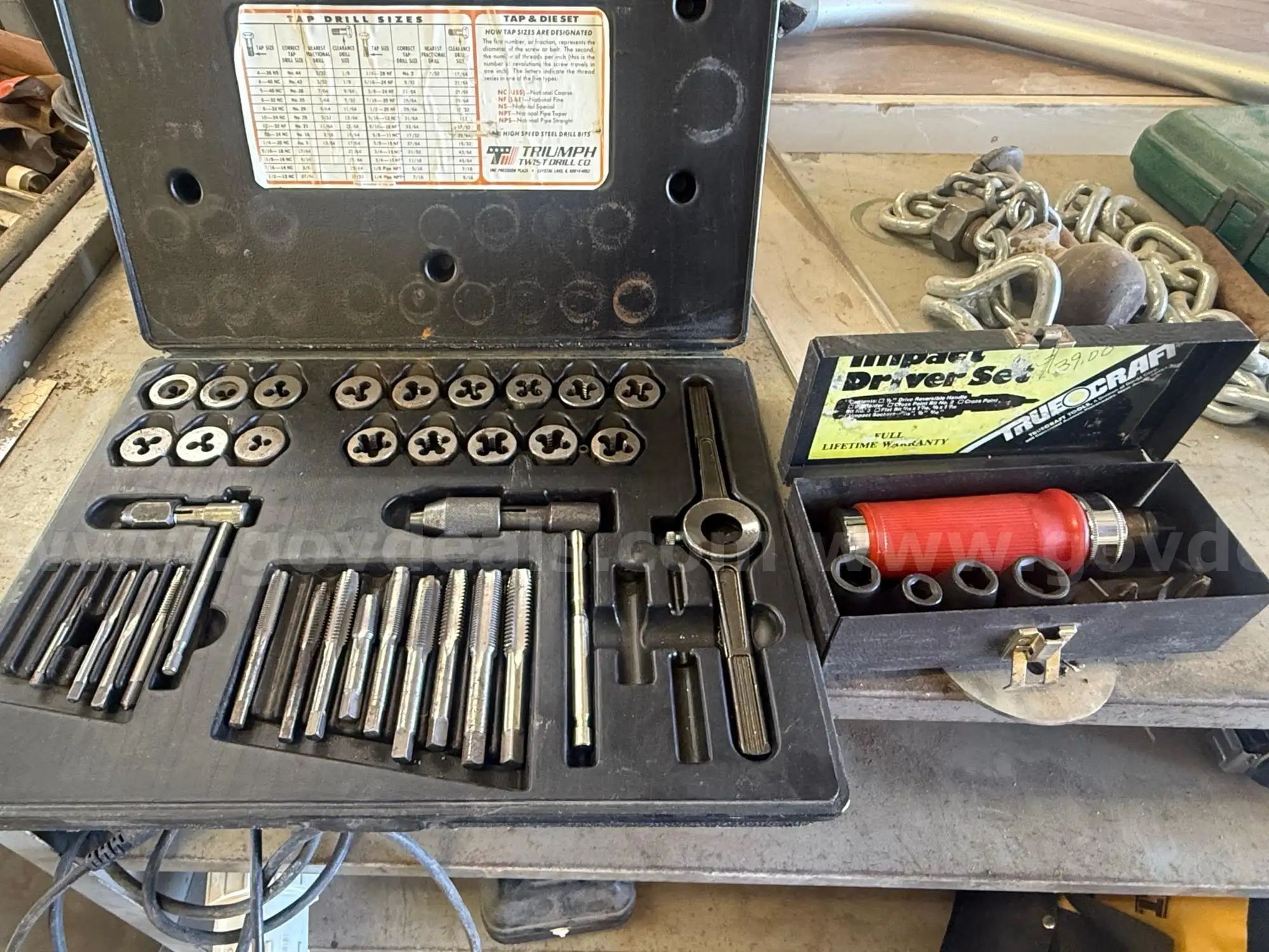 Pair of hand Tool sets (Tap and Die set Impact Driver Set)