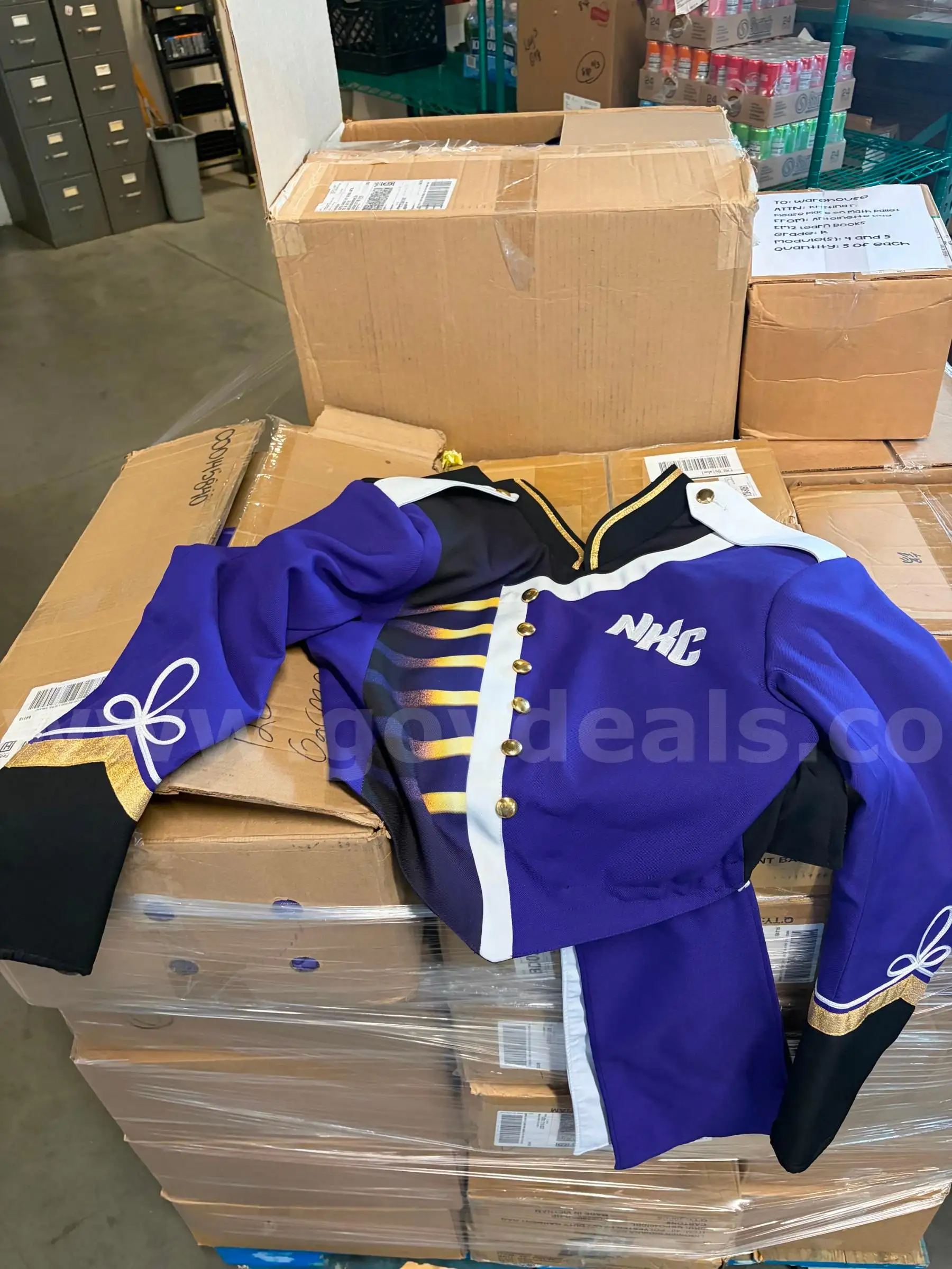 Pallets of Used Marching Band Uniforms