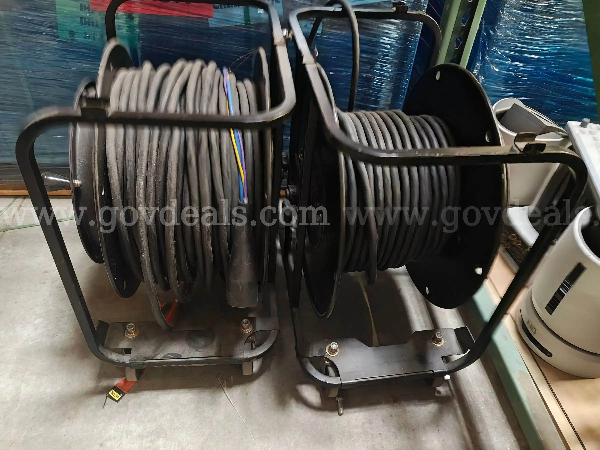 Lot of (2) Heavy-Duty Tactical AV Multi-Core Cable Reels - Audio Video Intercom Spools
