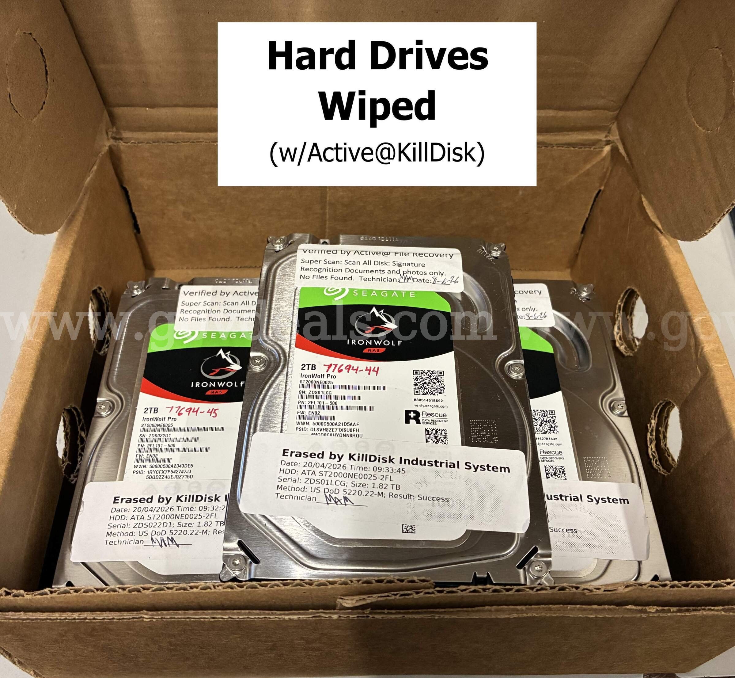 Lot of 5 Hard Drives 3.5 SATA 2TB Seagate (Wiped) (427-44)