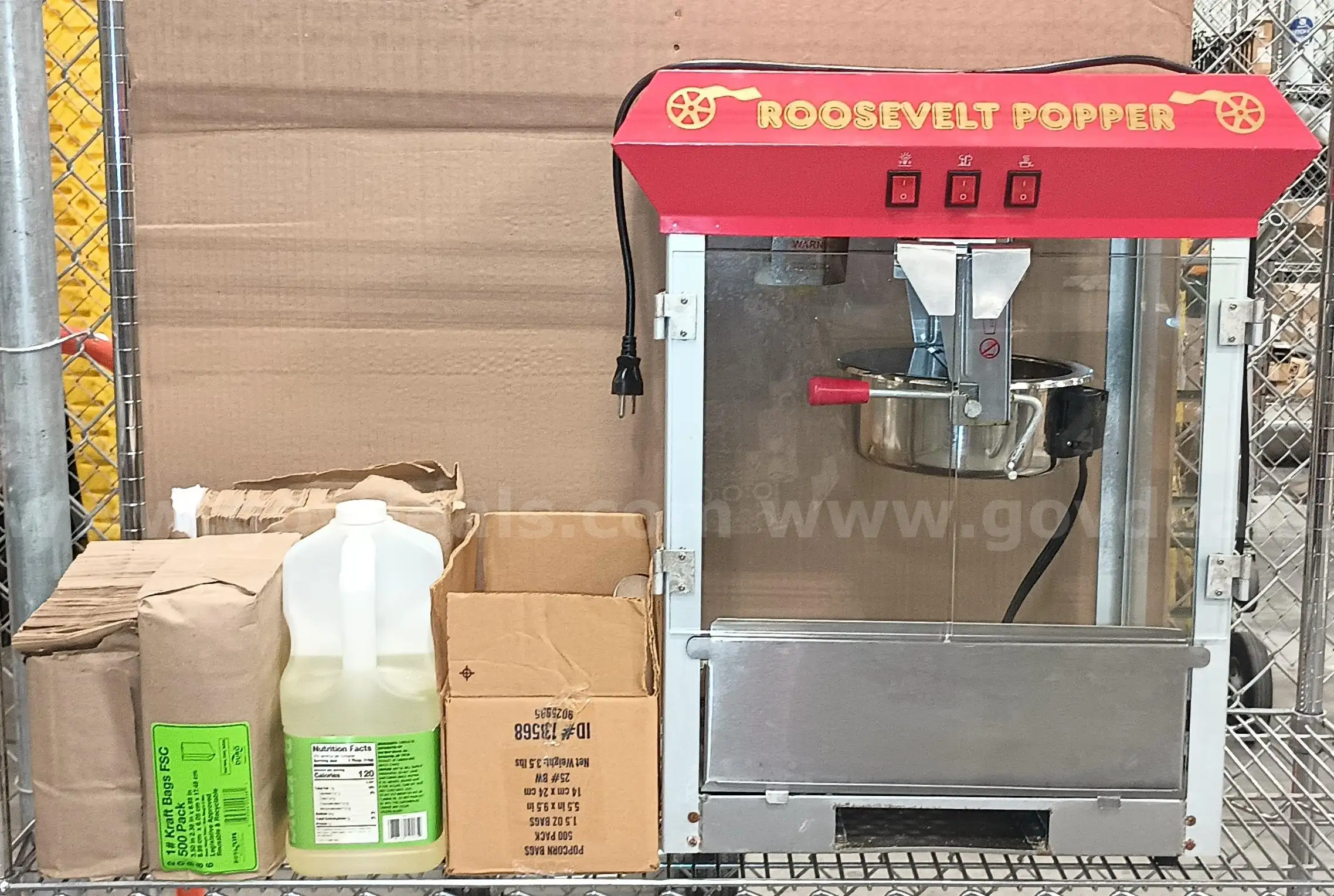 Lot of Popcorn Machine & Supplies