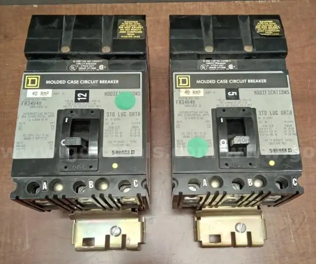 2 Square D Molded Circuit Breakers - 40 Amp PRE-OWNED DS18436 98489 DSP