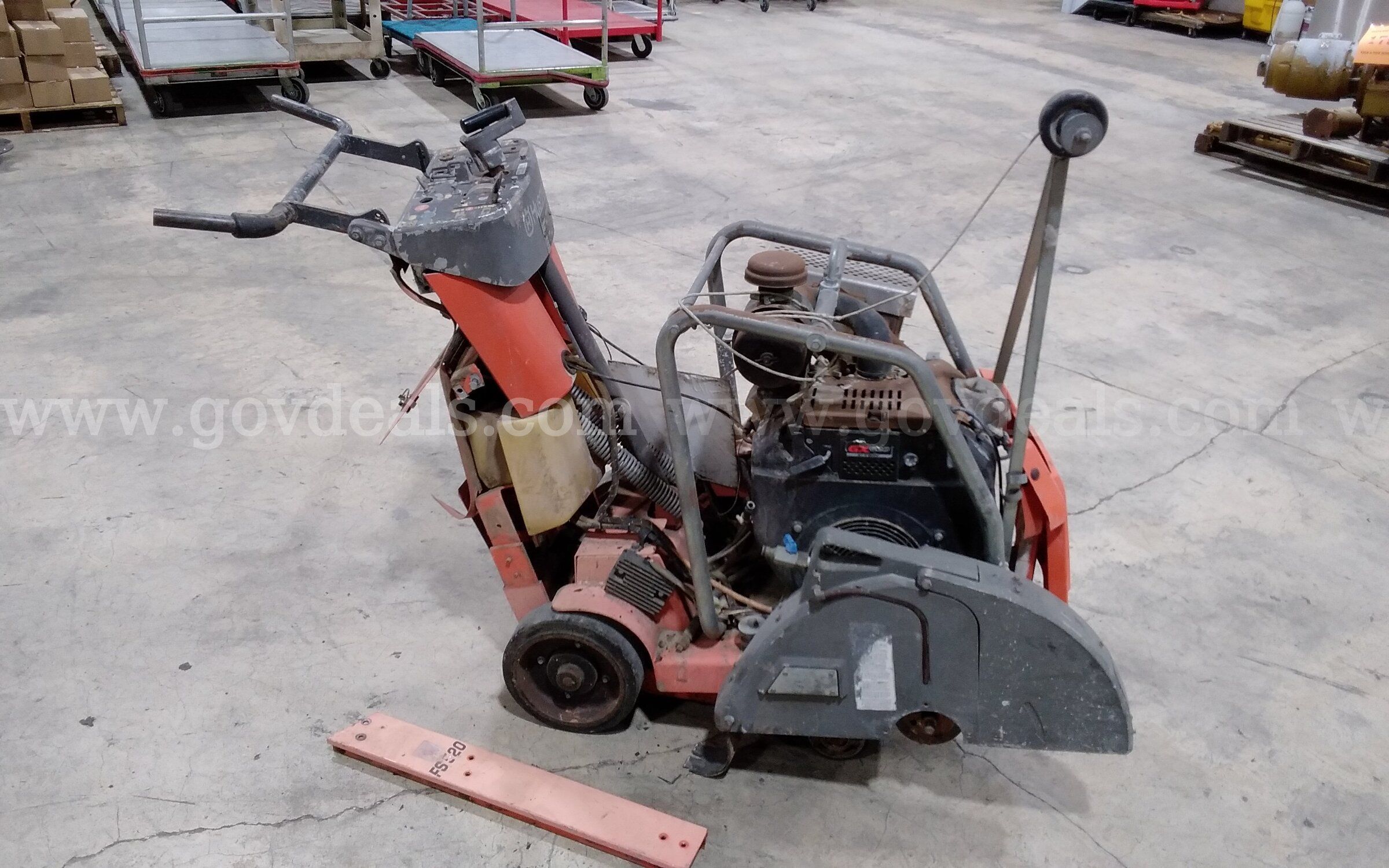Husqvarna FS520 walk behind flat saw powered by a Honda GX630 gasoline engine with electric start..