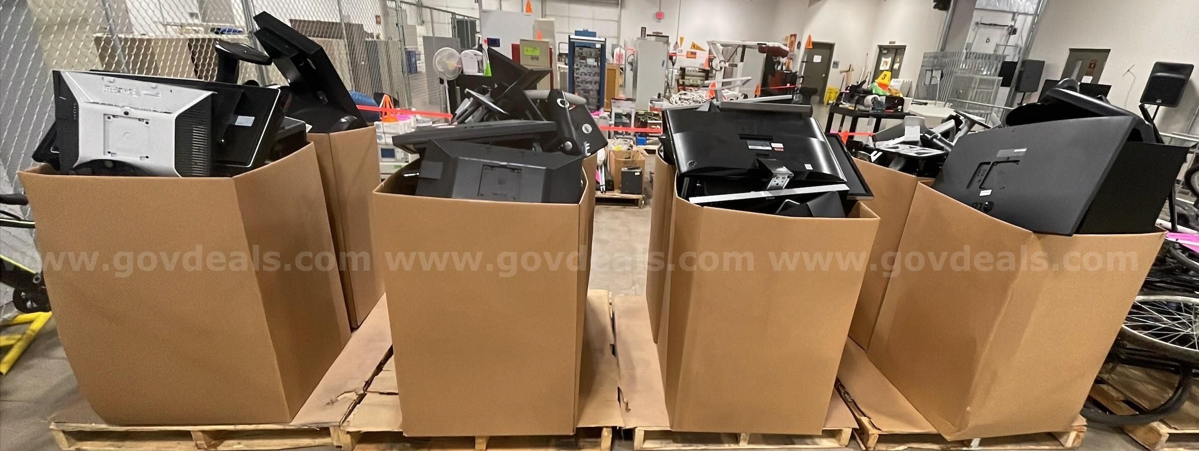 8 Bins of Monitors & Stands