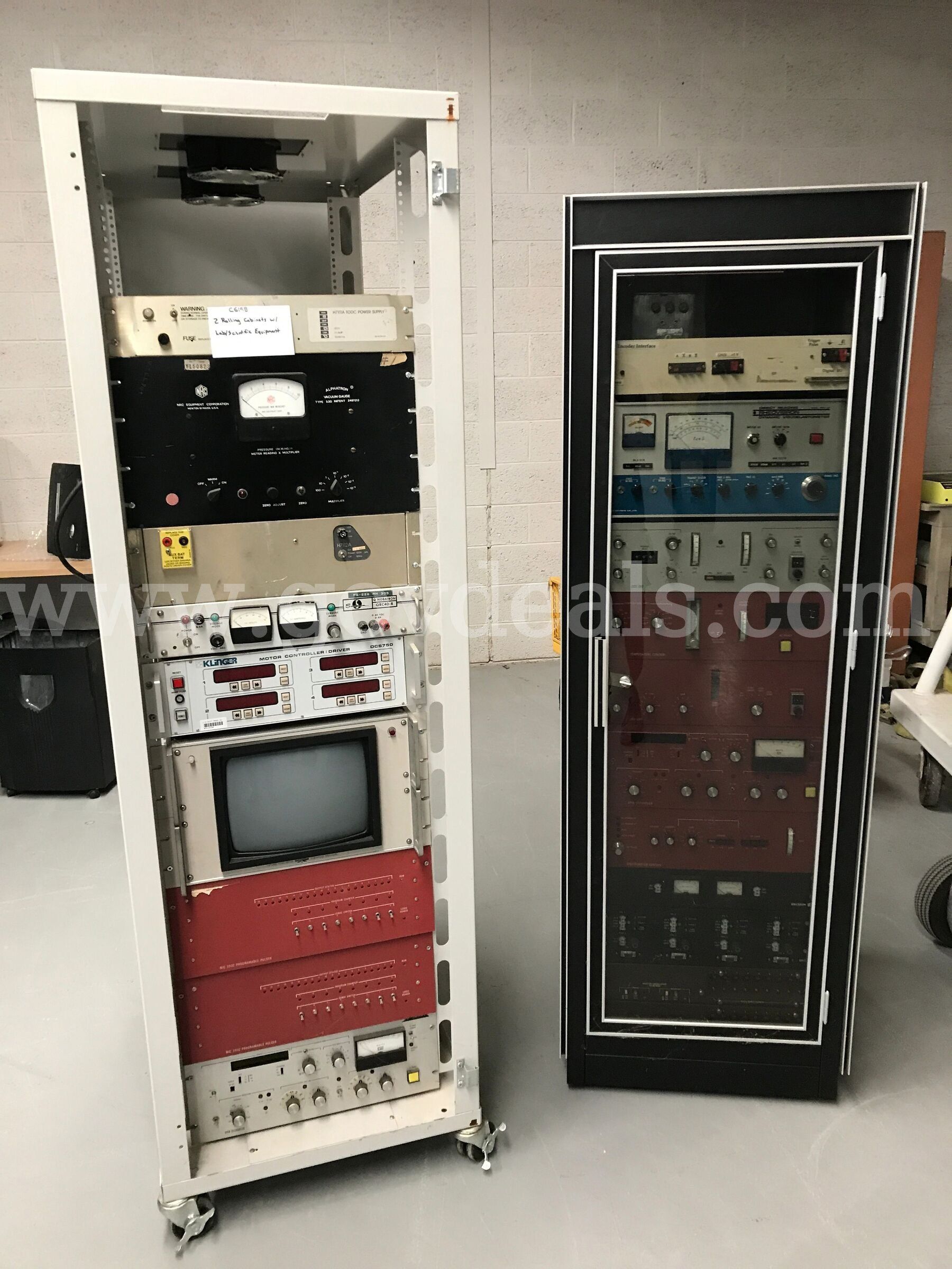 2 Rolling Cabinets w Lab & Scientific Equipment