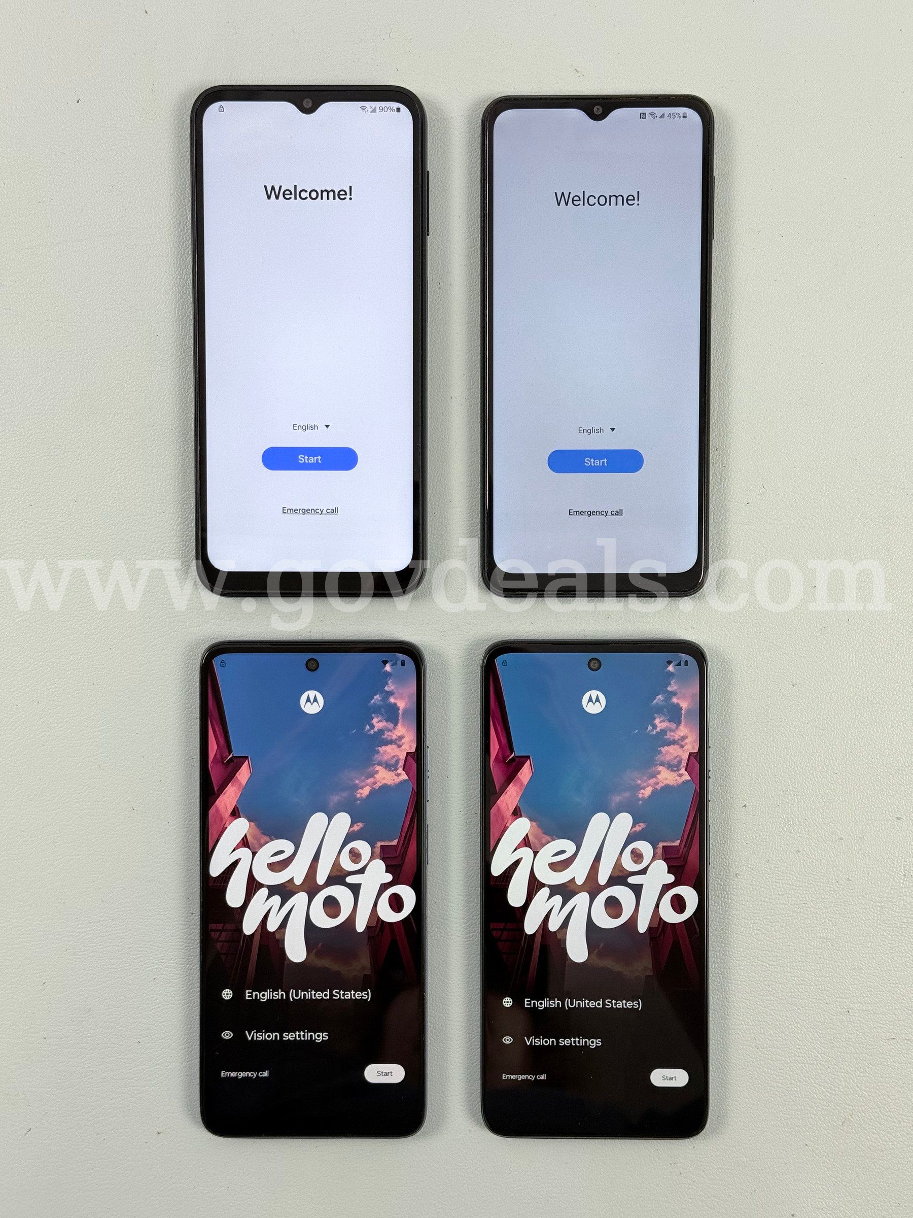 4 - Cellphones (User Locked) 2 - Samsung & 2 - Motorola (All Power On)