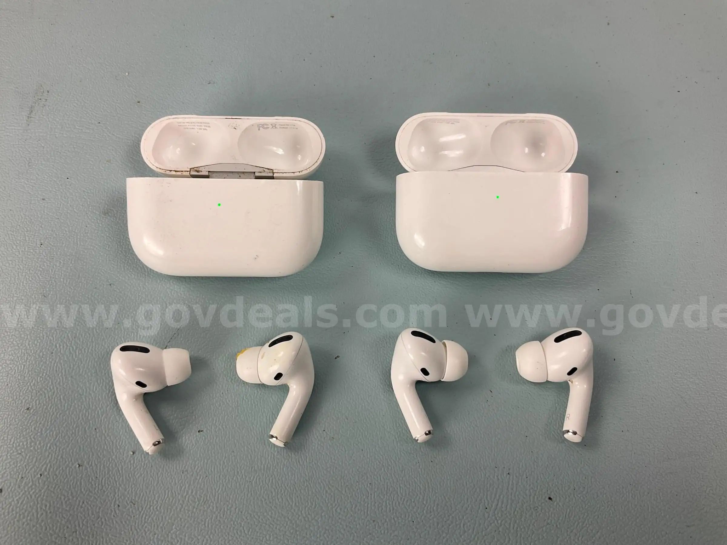 2 - Apple Airpods Pro with Charging Cases Models A2190 (Both Power On)