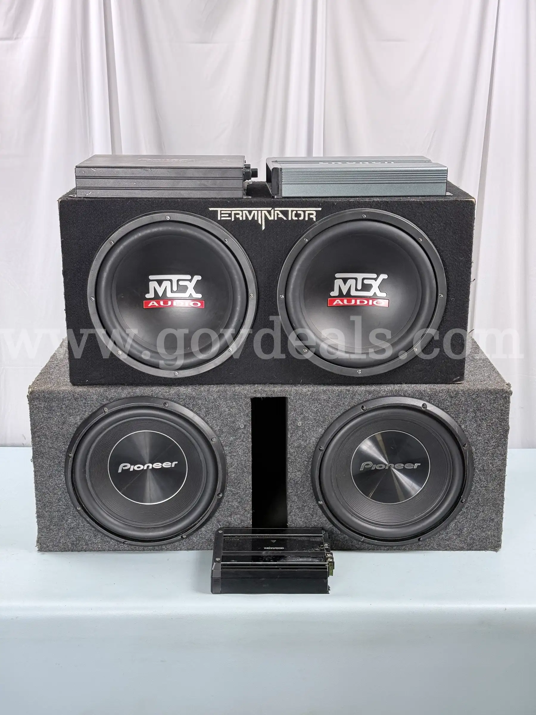 Lot of Car Audio Subwoofers and Amplifiers Including Pioneer MTX Audio Crunch and Kenwood (All Untes