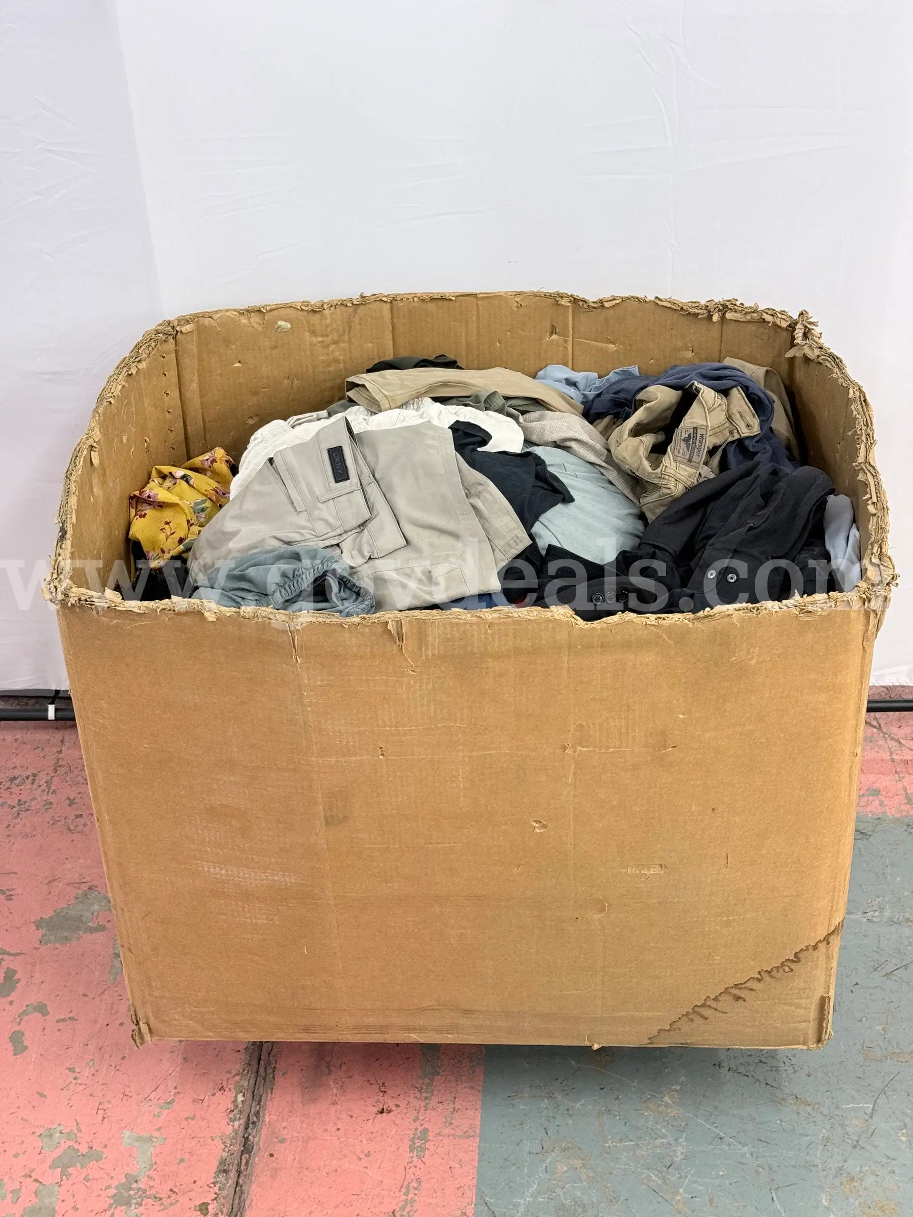 Large Box of T-Shirts Pants and Misc. Clothing