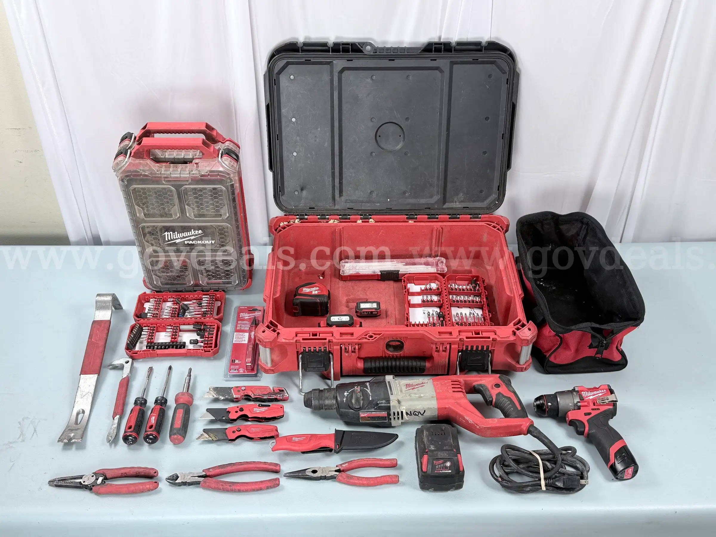 Lot of Milwaukee Power Tools Hand Tools Batteries and Accessories (All Power On)
