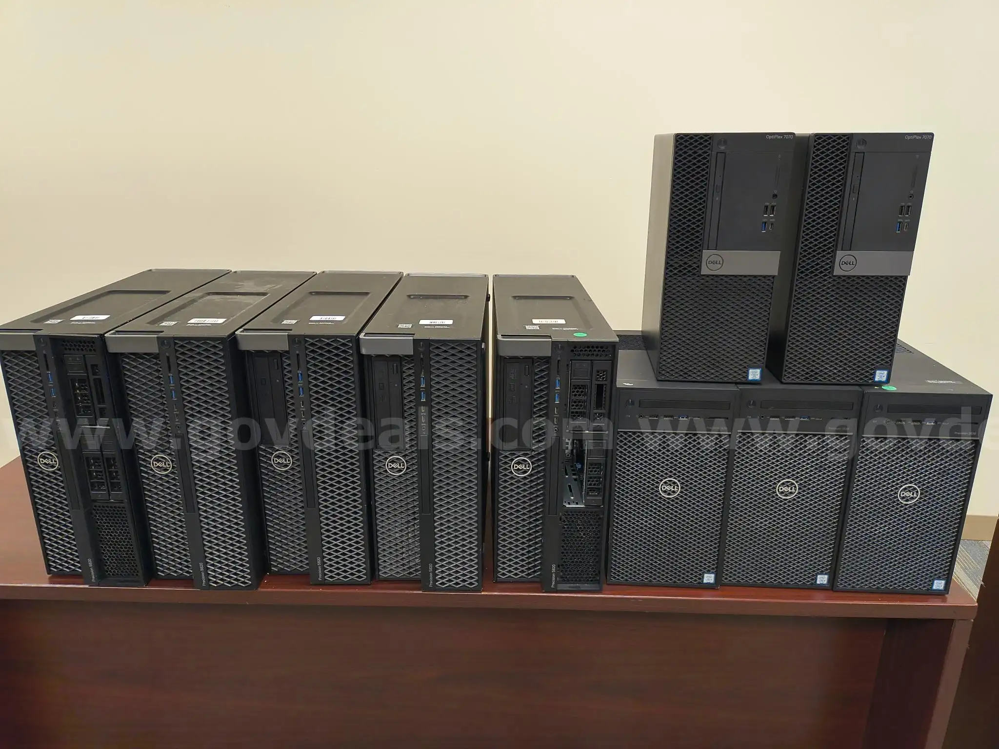 Lot of 5 - Dell 5820 3 - Dell Precision 3630 and 2 Dell OptiPlex 7070 Desktops. To be sold asis.
