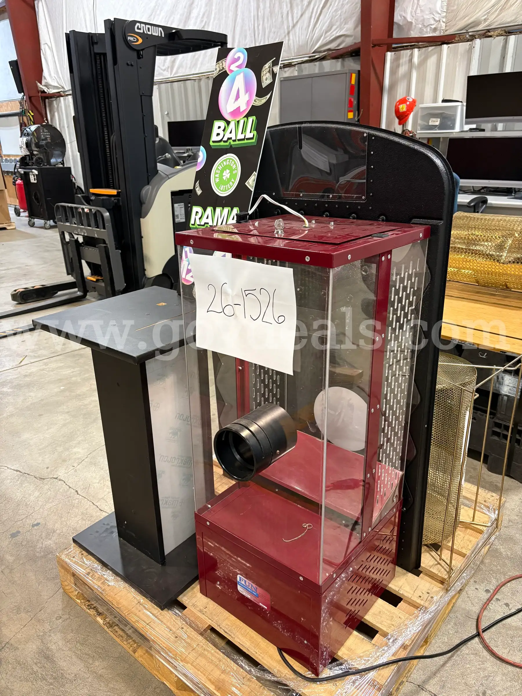 Pallet of Lottery Equipment | Cash Blower Plinko Board & More! (ID# 47441) (J10-2L) (26-1526-13) 116