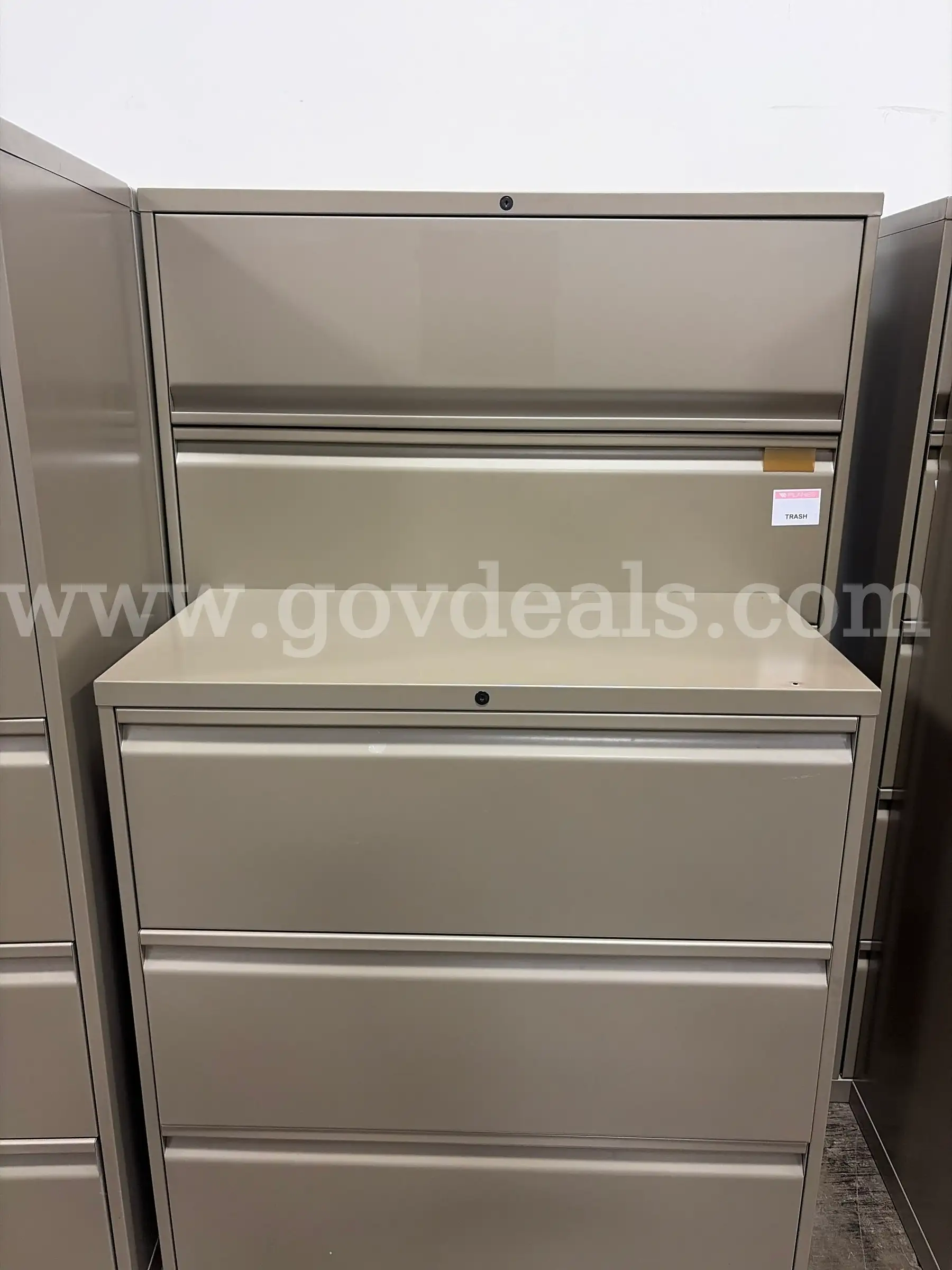 Lot of 1 Lateral 3 Drawer & 5 Drawer Metal Filing Cabinets