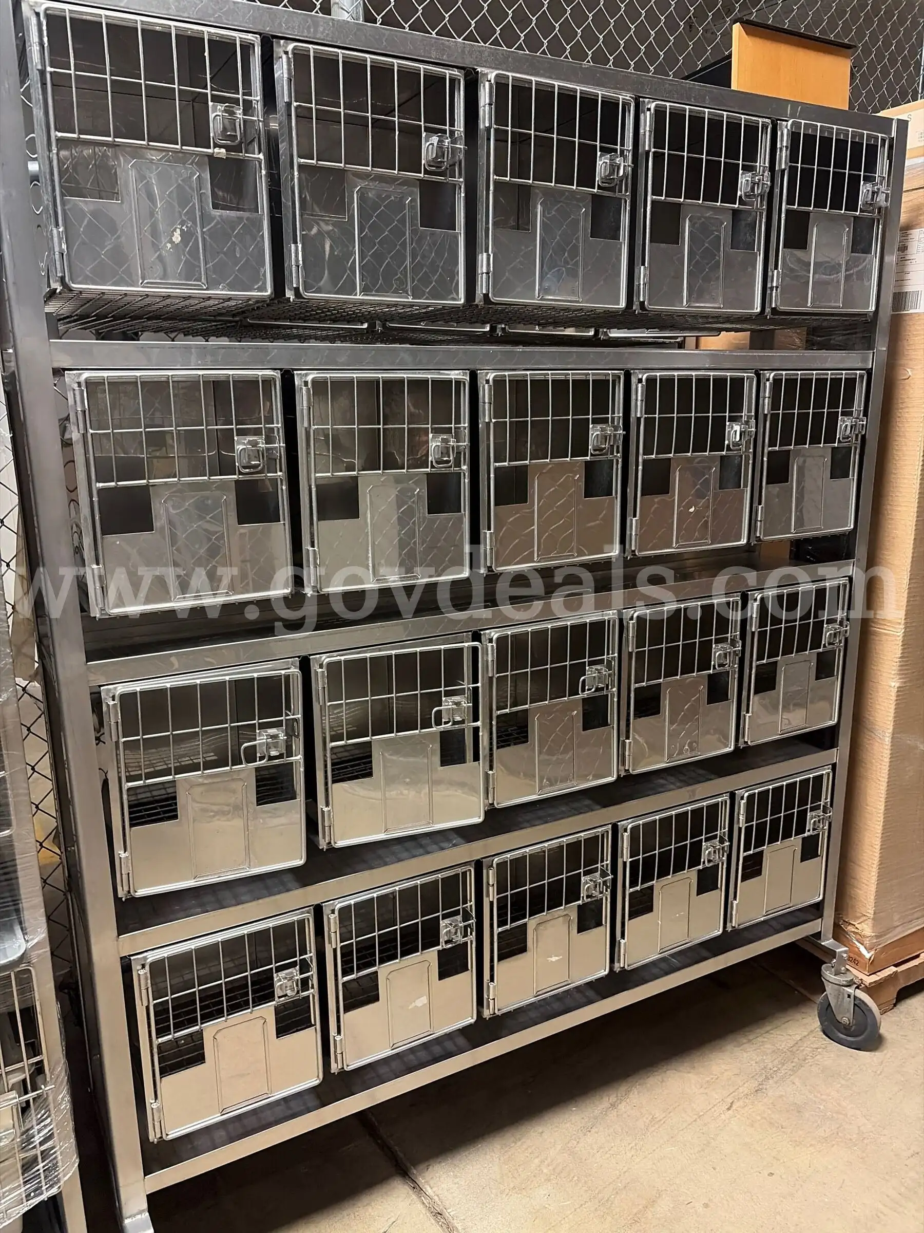 Lot of 2 Stainless Steel Cart with 40 Small Animal Cages