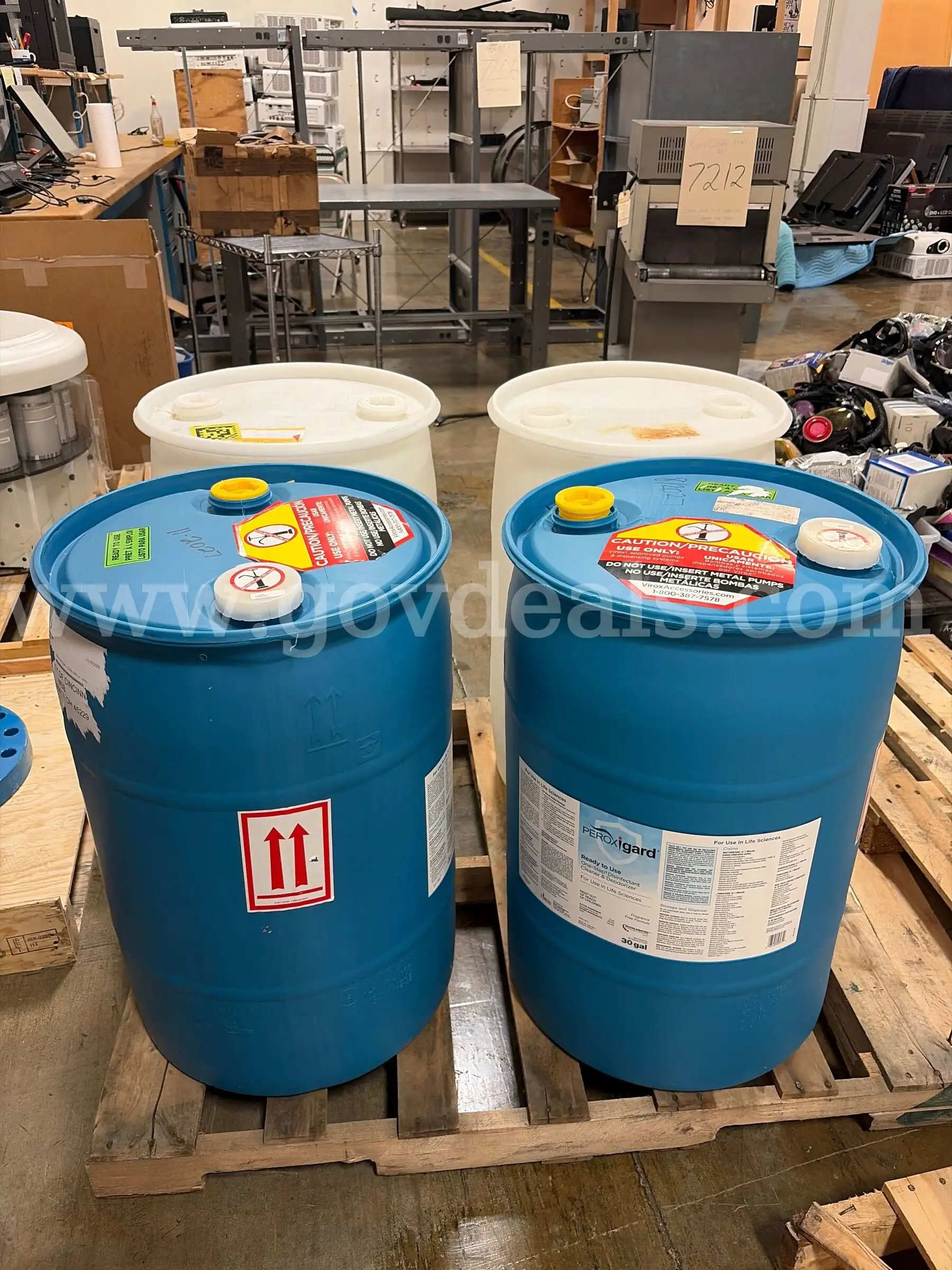 Lot of Four 30 Gallon Plastic Barrels