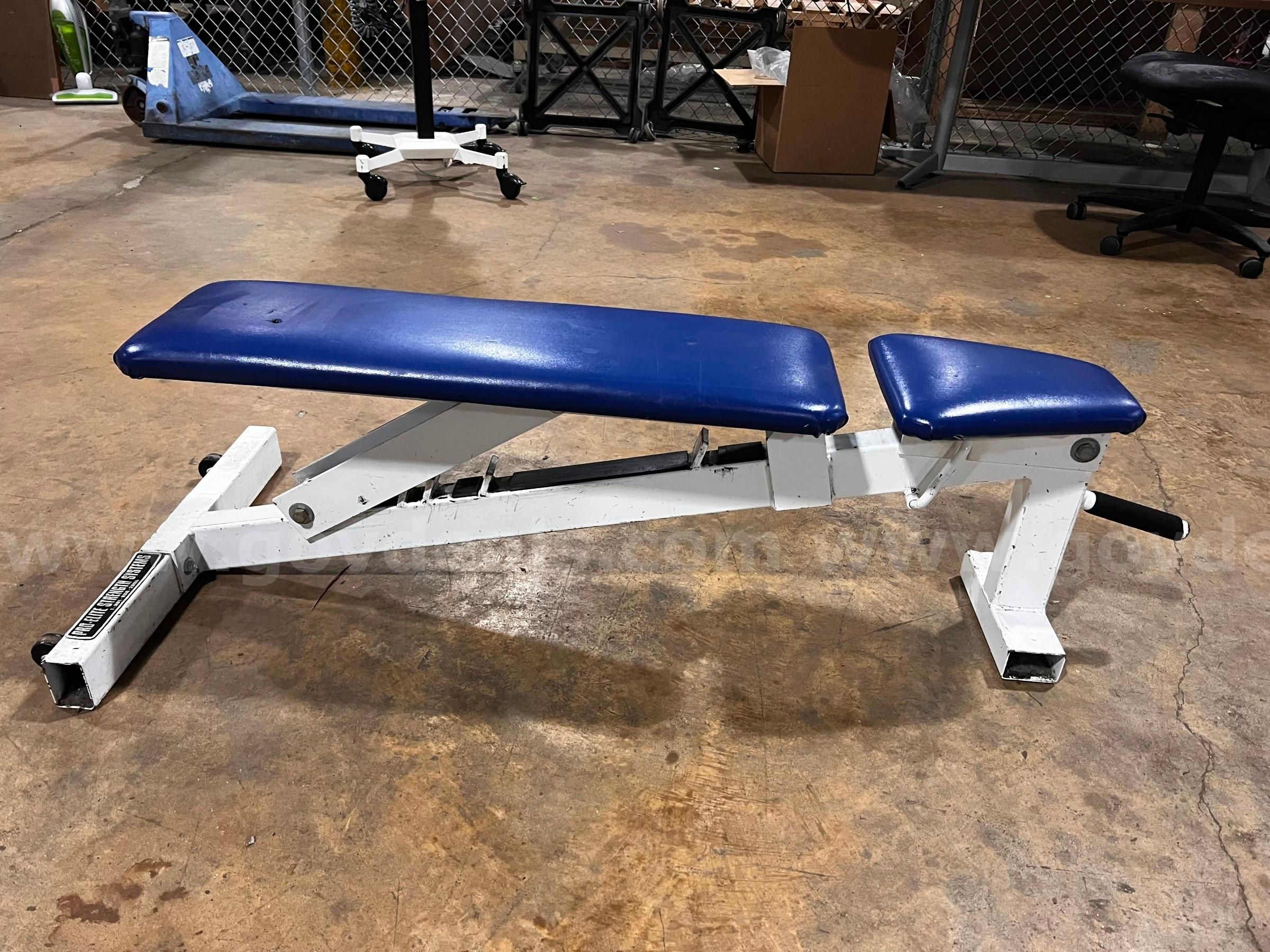 Blue Adjustable Workout Bench With Wheels
