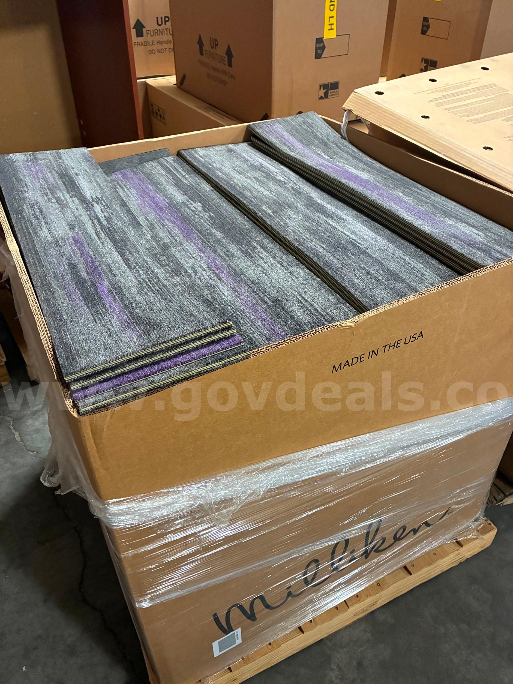1 pallet of Milliken carpet. Sticky backed.