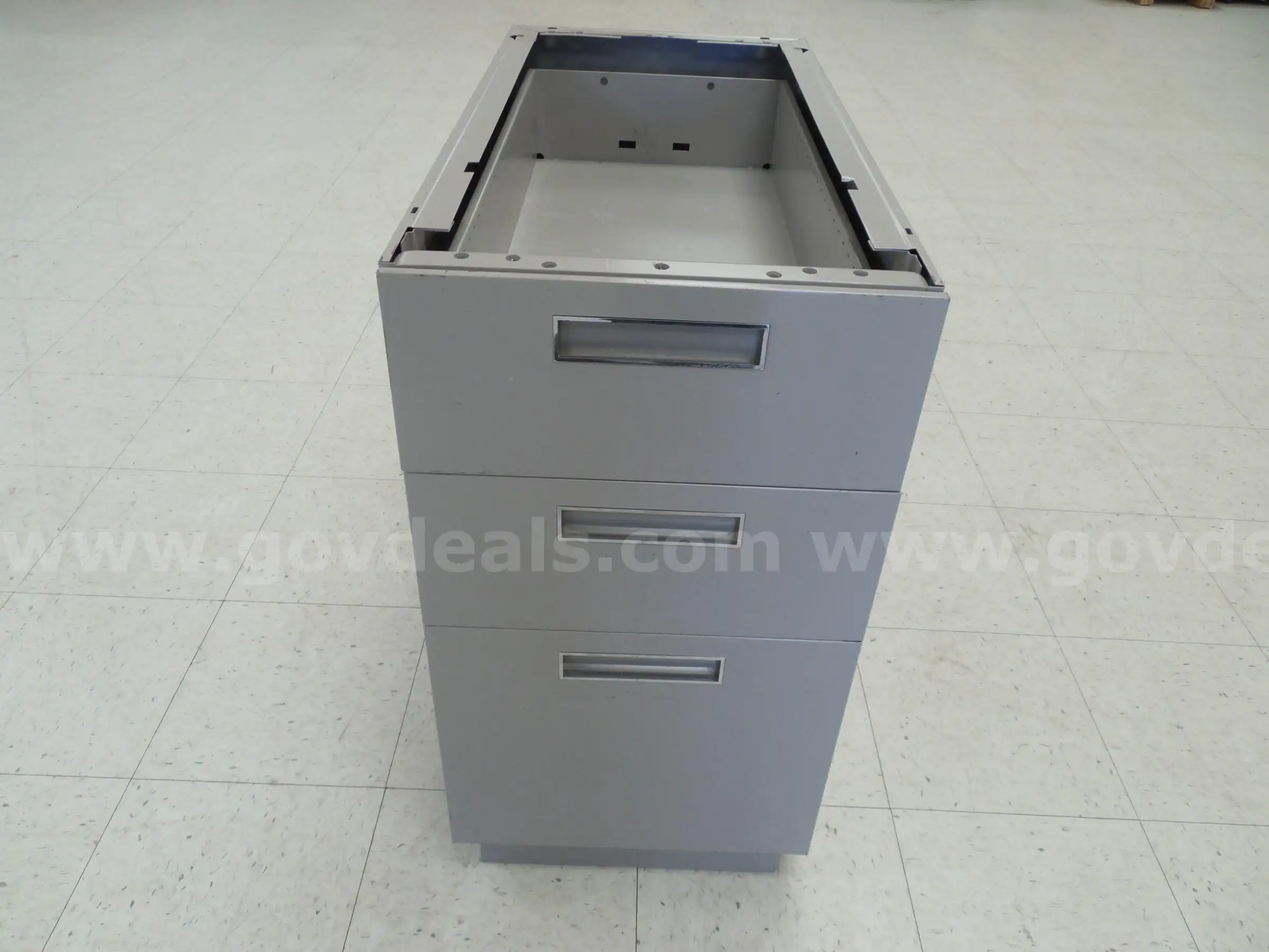 Three drawer open top filing cabinet