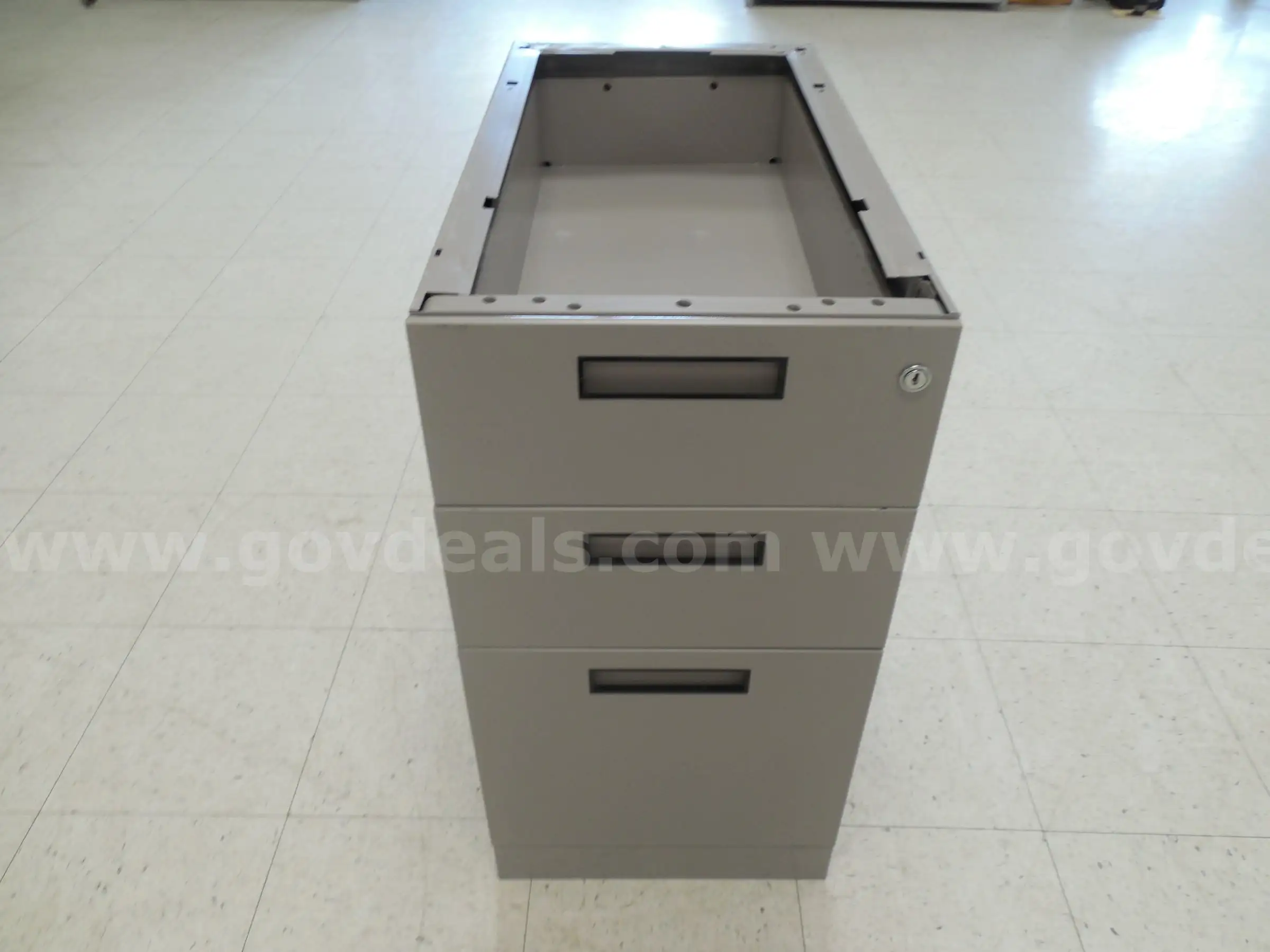 Three drawer open top filing cabinet