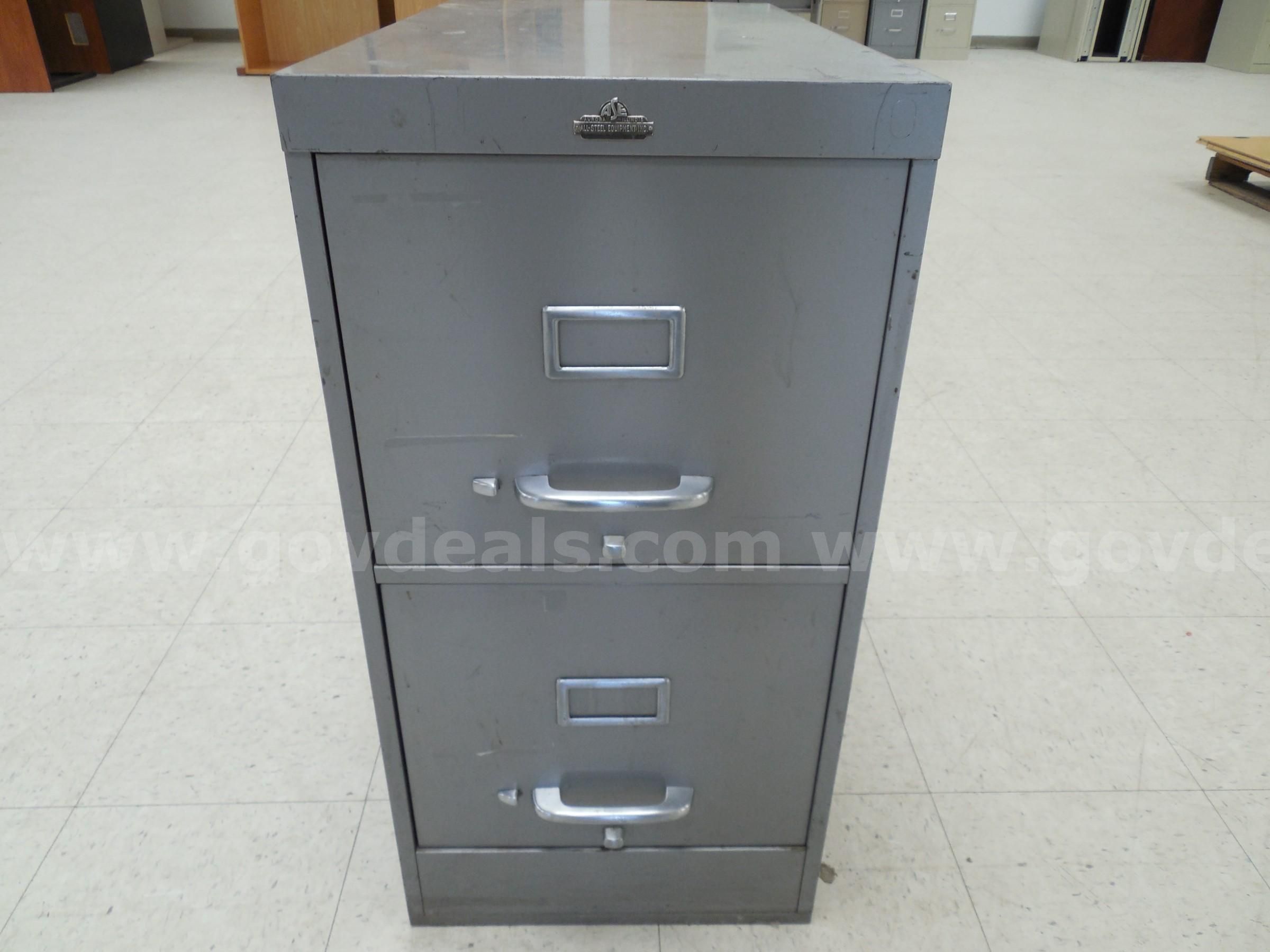 All steel equipment two drawer filing cabinet - A