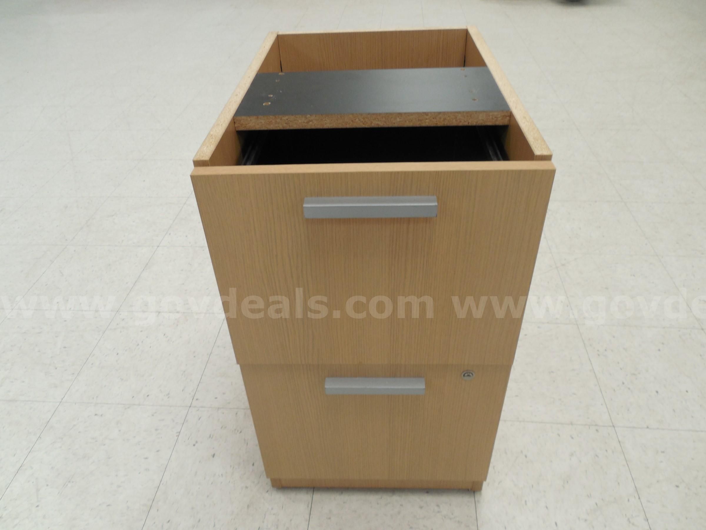 Open top two drawer wooden filing cabinet - B