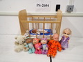 Children's Wooden Toy Crib w/Dolls