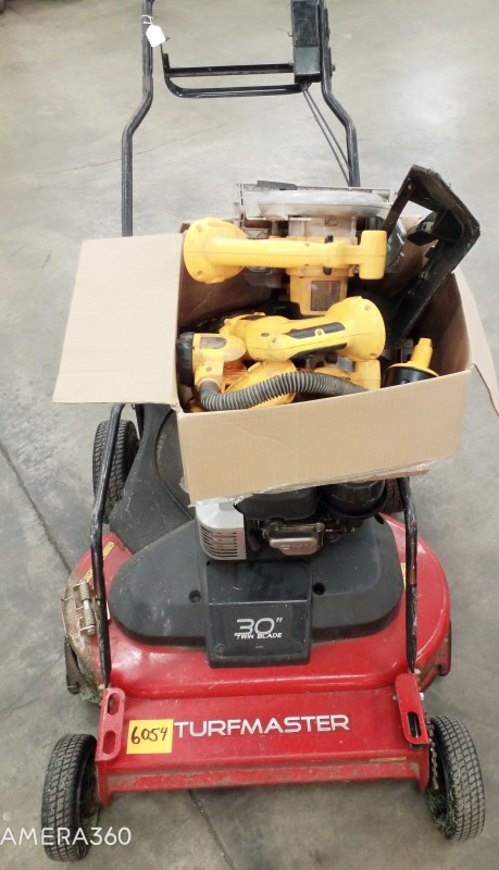 Lot # 6054 TURFMASTER 30 TWIN BLADE WALK BEHIND MOWER & 18 VOLT DEWLAT